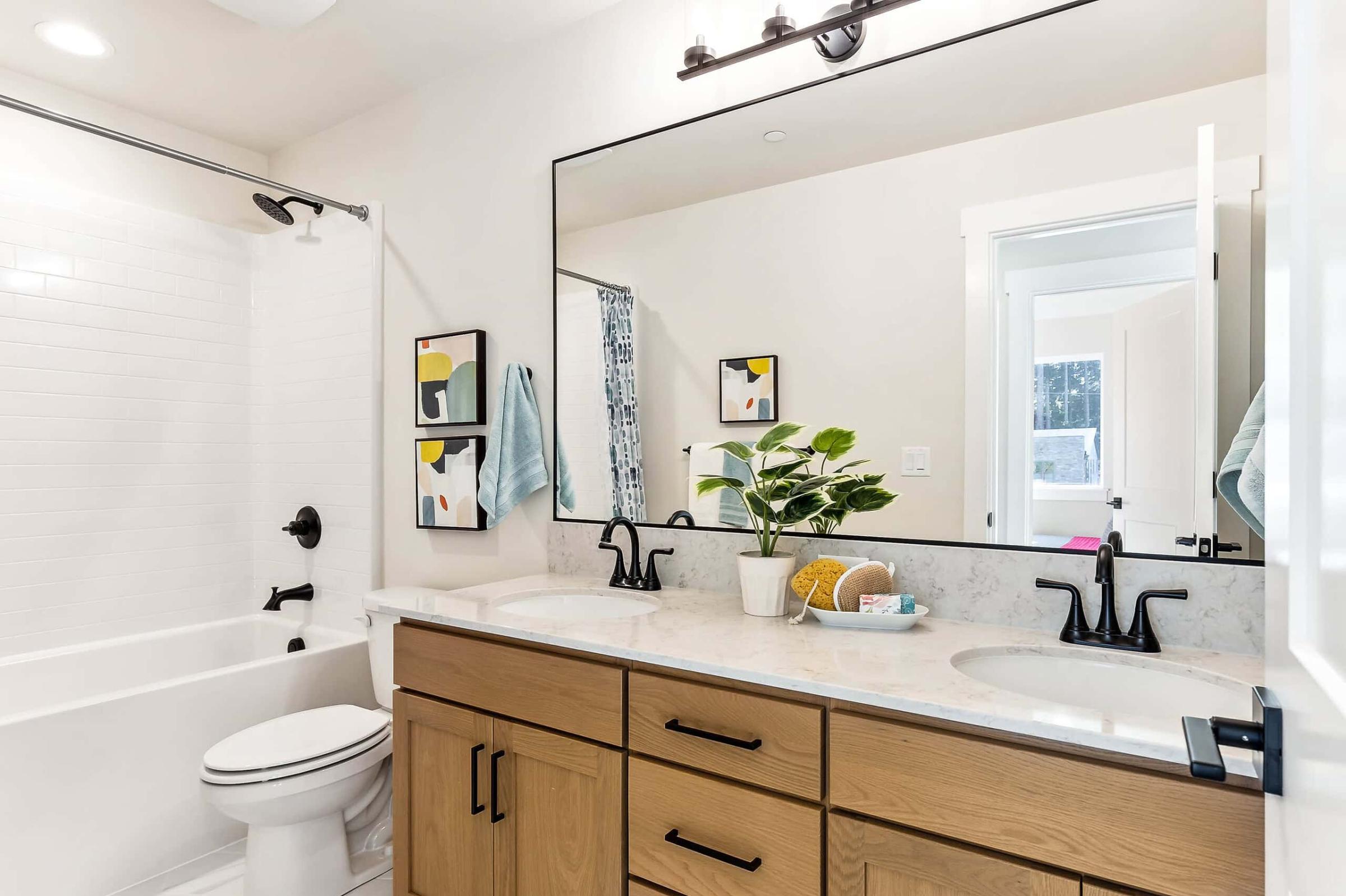Sienna bathroom with two sinks